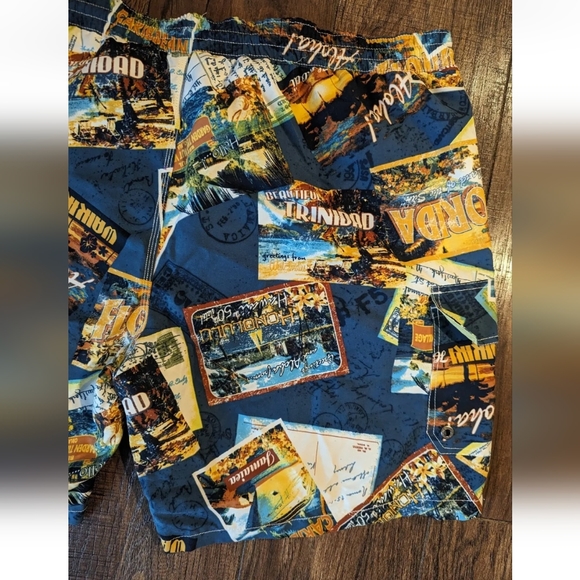 Caribbean Joe Swim Trunks XXL Mesh Lining Cargo Pockets - Hawaii Postcard Print. - Picture 14 of 16